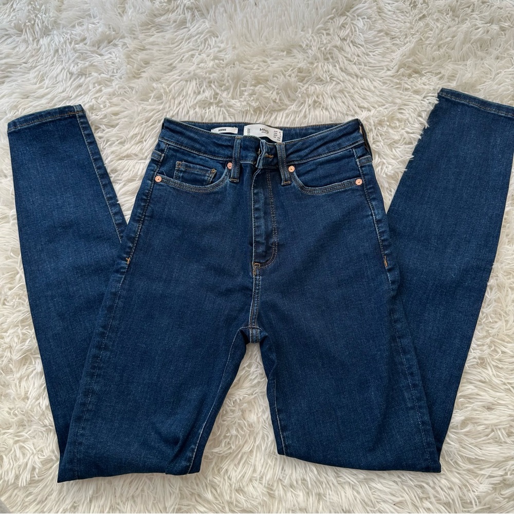 MANGO High-Rise Dark Blue Skinny Jeans, US 2
